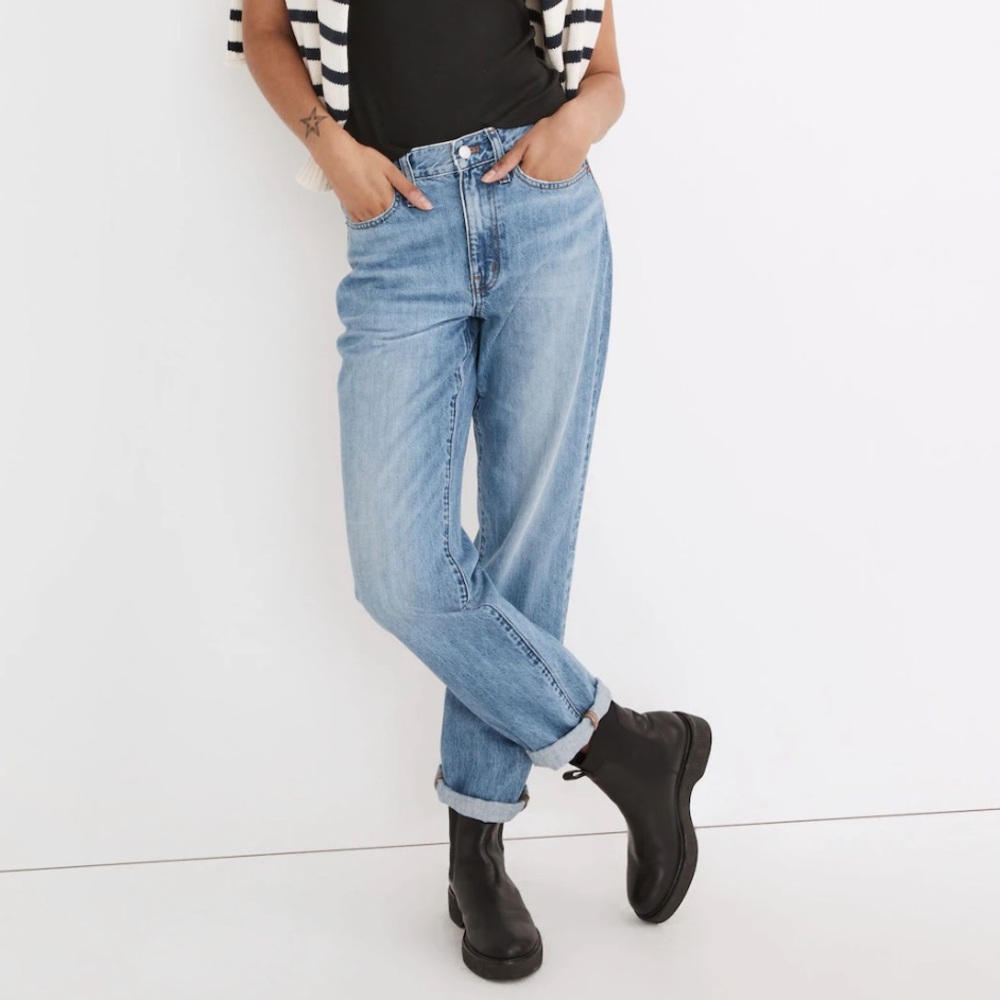 Madewell The Slouchy Boyjean in Riverspring Wash